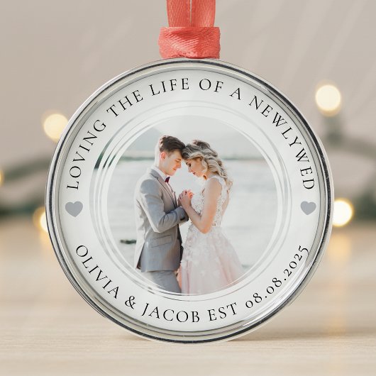 Pas getrouwd net getrouwd Foto Keepsake Metalen Ornament