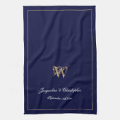 Pas getrouwd of huwelijkscadeau Elegant Monogram N Theedoek (Verticaal)