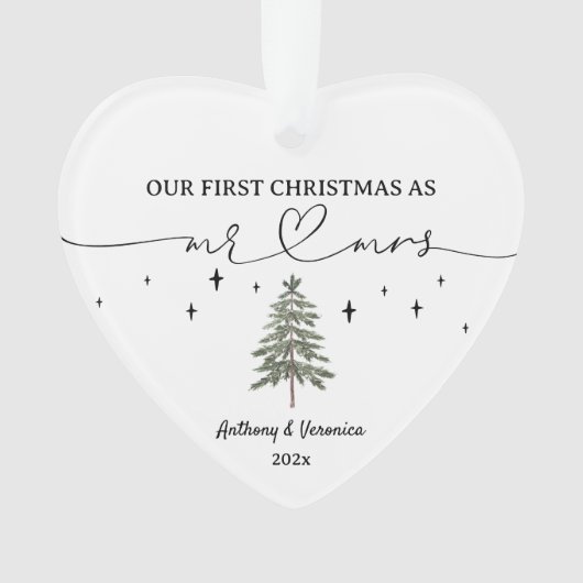 Pas getrouwd Onze eerste kerst als meneer en mevro Ornament (voorkant)