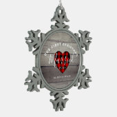 Pas getrouwd Rustic Names eerste kerstfeest Tin Sneeuwvlok Ornament (Links)