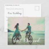 Pas getrouwd script aangepaste foto trouw dank je aankondigingskaart (Voorkant / Achterkant)