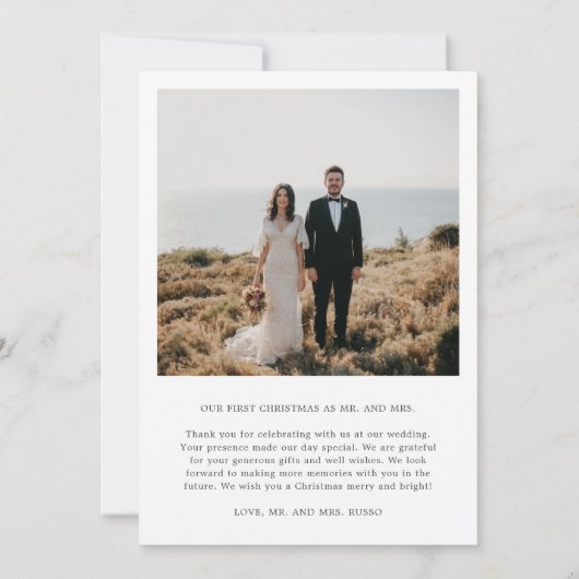 Pas getrouwd Script Photo Holiday Kaart (Achterkant)