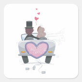 Pas Getrouwd Stel Wegrijdend Vierkante Sticker (Voorkant)