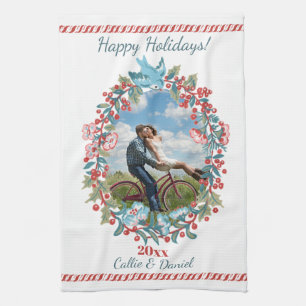 Pas getrouwd voor aangepaste kerstmis theedoek