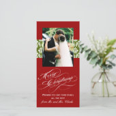 Pas getrouwd Vrolijk Kerstfeest Foto Kaarten Groen (Staand voorkant)