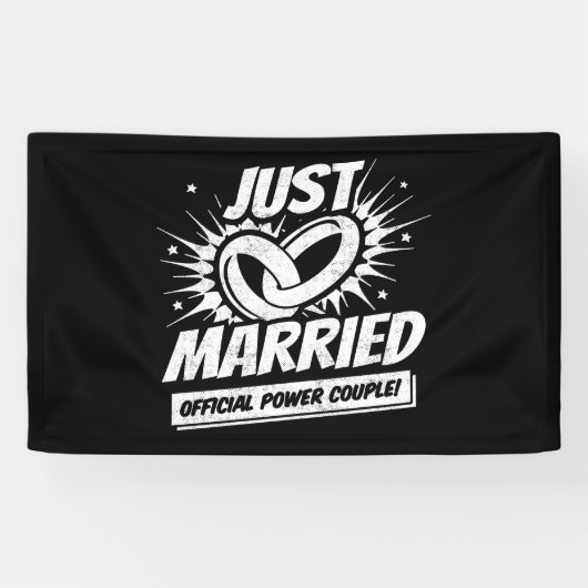Pas getrouwd - Wedding Honeymoon Couple - gewoon g Spandoek (Horizontaal)