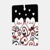 Pas getrouwd Zwirly Love Hearts Metalen Ornament (Voorkant links)