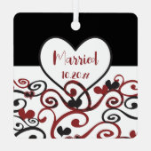 Pas getrouwd Zwirly Love Hearts Metalen Ornament (Achterkant)