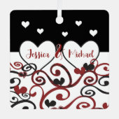 Pas getrouwd Zwirly Love Hearts Metalen Ornament (Voorkant)