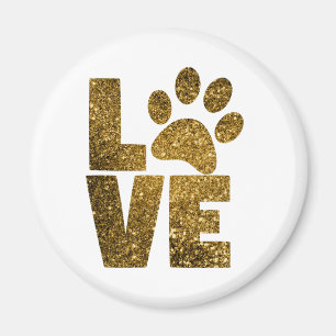 Pas Gouden Glitter Liefde Tekst met Dierlijke Poot Magneet
