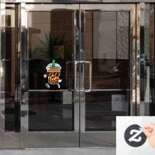 Pas Happy Bubble Tea Boba Cartoon 3 aan Raamsticker