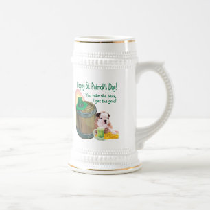 Pas het aan! Bulldog Puppy St Patrick's Day Stein Bierpul