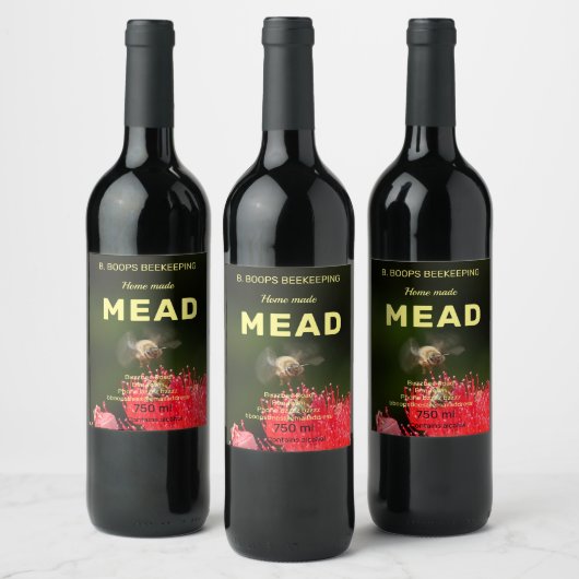 PAS HET AAN. BUZZING BEE DESIGN MEAD Honing Wijn Etiket (Flessen)