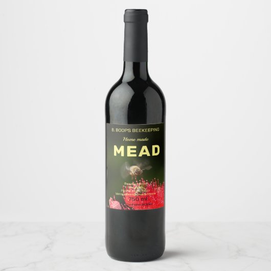 PAS HET AAN. BUZZING BEE DESIGN MEAD Honing Wijn Etiket (Voorkant)