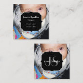 Pas het aan met je foto en monogram vierkante visitekaartje (Voorkant / Achterkant)