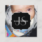 Pas het aan met je foto en monogram vierkante visitekaartje (Achterkant)