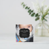 Pas het aan met je foto en monogram vierkante visitekaartje (Staand voorkant)