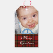 Pas het aan met Uw foto + Red Tartan Cadeaulabel (Voorkant)