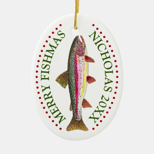 Pas het aan! Rainbow Trout Vist Keramisch Ornament (Voorkant)