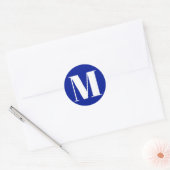 Pas het aantal van het monogram initiaal kobalt bl ronde sticker (Envelop)