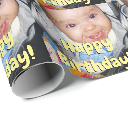 Pas het met Uw foto Happy Birthday aan Cadeaupapier (Rol Hoek)