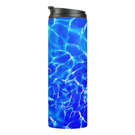 Pas het Wit Manuscript van de Verticale Naam, Blau Thermosbeker (Geroteerd rechts)