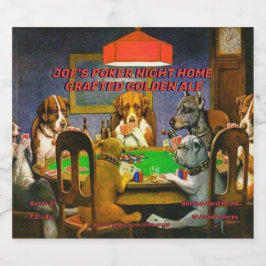Pas Honden die Poker Spelen Thuis Gemaakt Gedetail Bier Etiket
