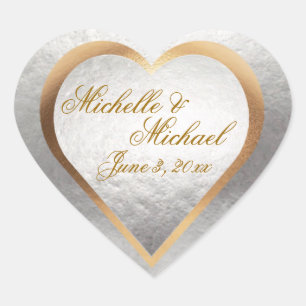 Pas huwelijksuitnodiging Goud Zilver Hart aan Sticker