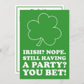 Pas invitation de partie du jour de St Patrick (Devant / Derrière)