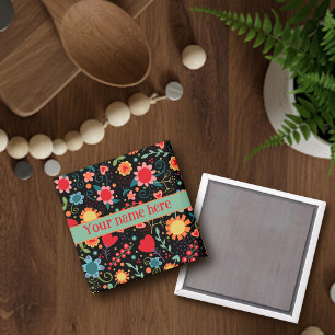 Pas je eigen Fun Floral Inspirivity Magnet aan Magneet
