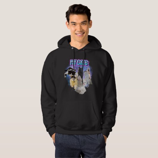 Pas je eigen katten bootleg 90's stijl foto hoodie (Voorkant volledig)