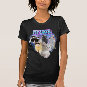 Pas je eigen katten bootleg 90's stijl foto t-shirt