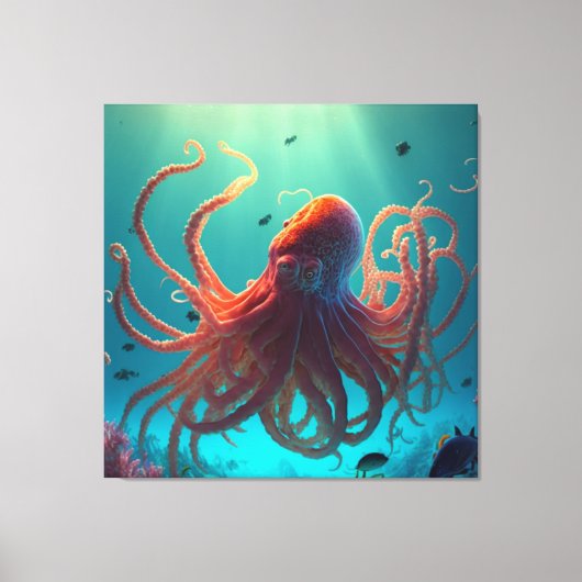 Pas je eigen realistische fantasie oceaan octopus  canvas afdruk (Voorkant)