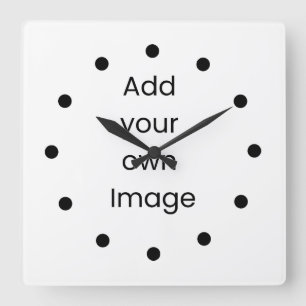 Pas je eigen (zwarte Stippen) wandklok aan Vierkante Klok