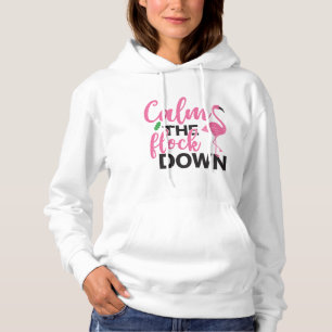 Pas kalm de kudde naar beneden roze flamingo vrouw hoodie