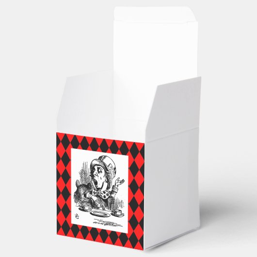 Pas kleur Mad Hatter Harlequin Box Bedankdoosjes (Geopend)