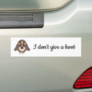 Pas koele bruine uil snor aan, kan me niet schelen bumpersticker