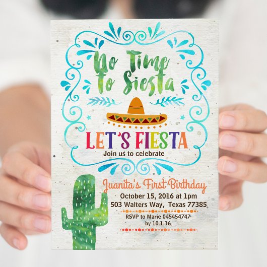 Pas le temps de Siesta Anniversaire Invitation Ble