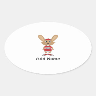 Pas lopende Bunny aan Ovale Sticker
