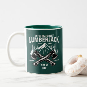 Pas Lumberjack Gekruiste Bijlen Manier van Leven S Tweekleurige Koffiemok