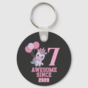 Pas magische 7 jaar oude eenhoorn verjaardag meisj sleutelhanger