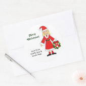 Pas me aan — Schattige Kerst Afbeelding (meisje) Ronde Sticker (Envelop)
