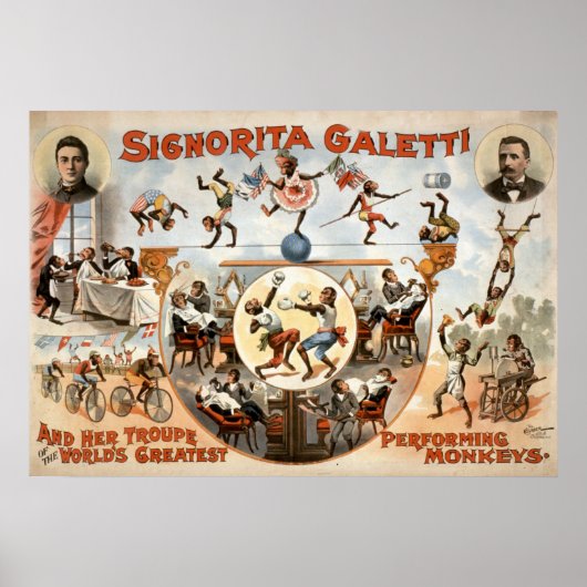 Pas mes singes, pas mon Poster vintage de cirque (Devant)