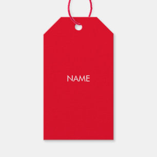 Pas met naam aan, tekst minimalistisch rood wit cadeaulabel