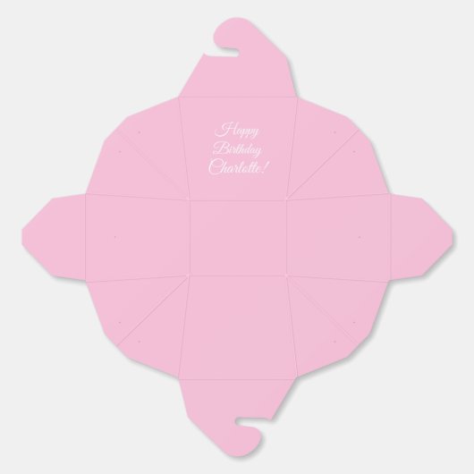 Pas met naam, Gelukkige Verjaardag, lichtroze aan Bedankdoosjes (Ongevouwen)