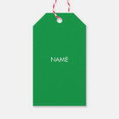 Pas met naam, tekst minimalistisch groen wit aan cadeaulabel (Voorkant)