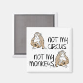 Pas Mon Cirque Ni Mes Singes Magnet Frigo Drôle (Recto/Verso)
