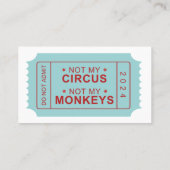 Pas mon cirque, pas ma carte de rappel des singes (Dos)