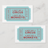 Pas mon cirque, pas ma carte de rappel des singes (Devant / Derrière)