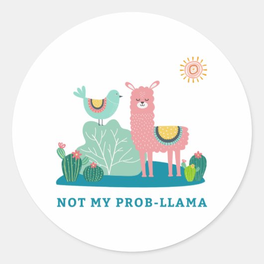 Pas mon Sticker rond à pistolet Prob-llama (Devant)
